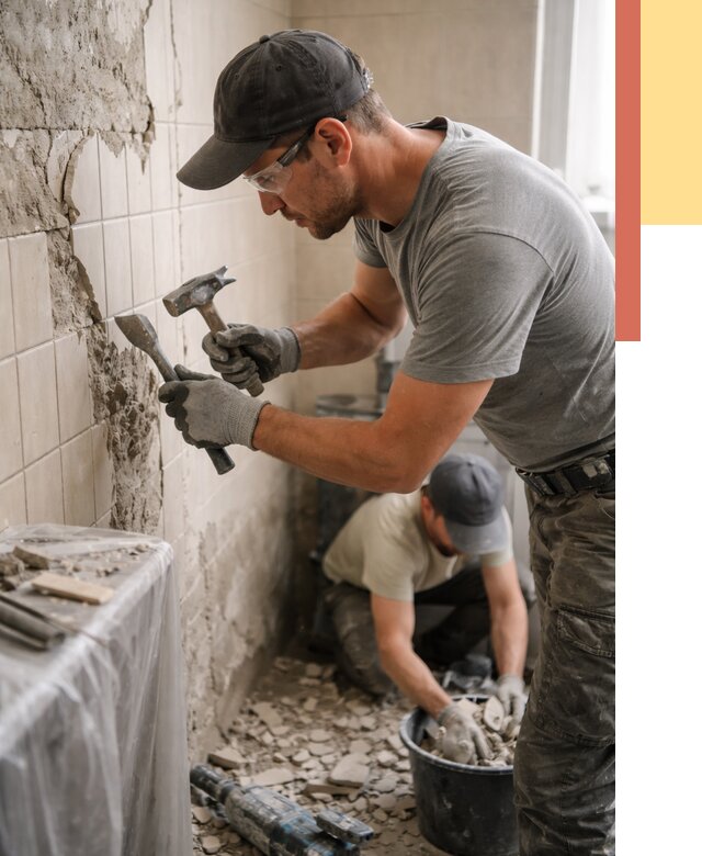 Демонтаж плитки со стен в Кирове от 864 руб. — быстро и недорого | ОТДЕЛОЧНИК-Кро