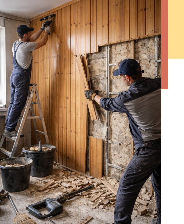 Демонтаж вагонки со стен в Кирове от 1474 руб. — снятие, удаление, срочно | ОТДЕЛОЧНИК-Кро