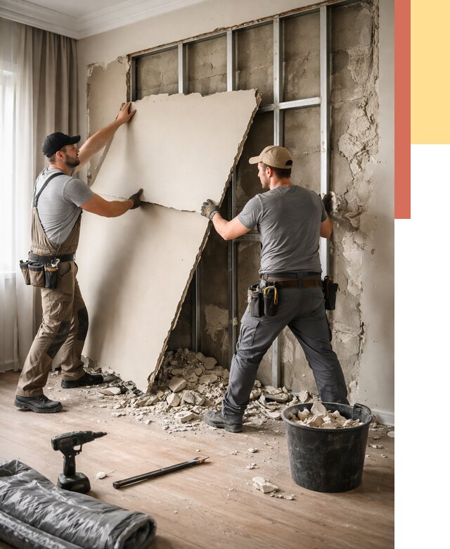 Демонтаж гипсокартона со стен в Кирове от 356 руб. — услуги демонтажа | ОТДЕЛОЧНИК-Кро