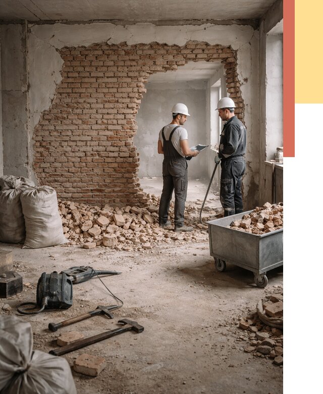 Демонтаж кирпичных стен в Кирове от 4269 руб. — быстро, недорого, под ключ | ОТДЕЛОЧНИК-Кро