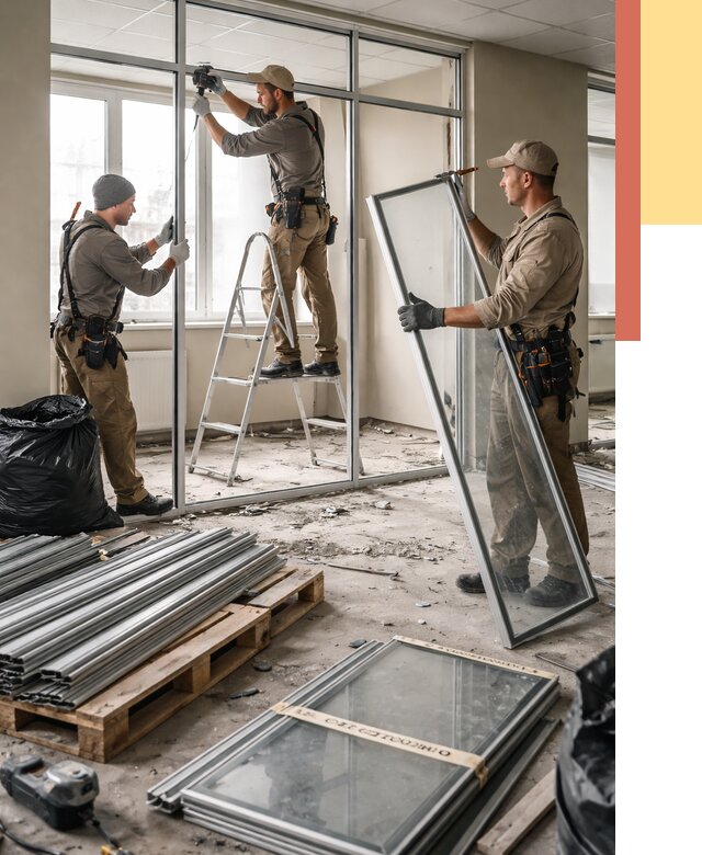 Демонтаж алюминиевых перегородок в Кирове от 4269 руб. — быстро и недорого | ОТДЕЛОЧНИК-Кро