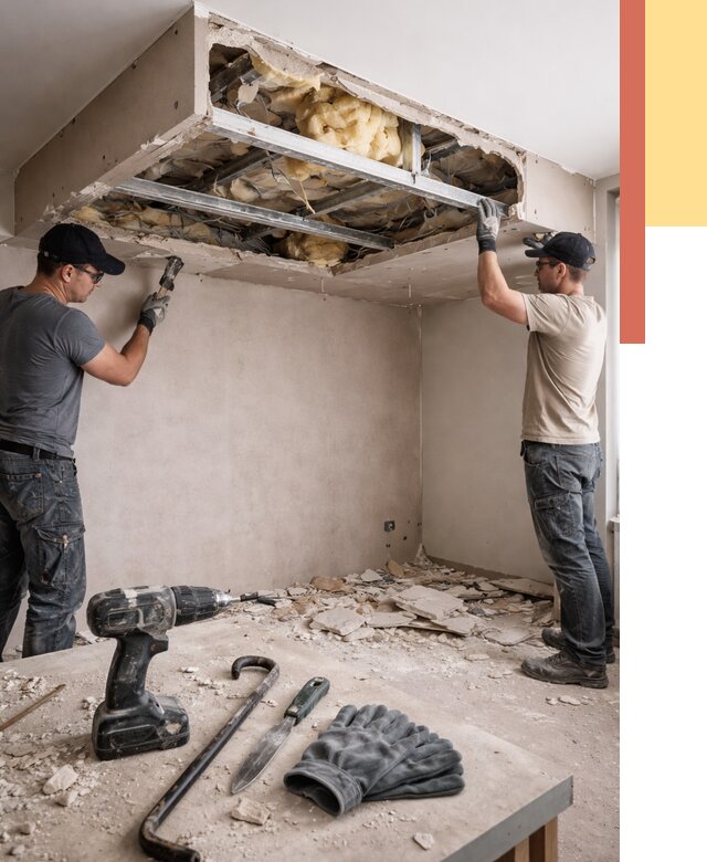 Демонтаж короба из гипсокартона в Кирове от 1545 руб. — быстро и недорого | ОТДЕЛОЧНИК-Кро