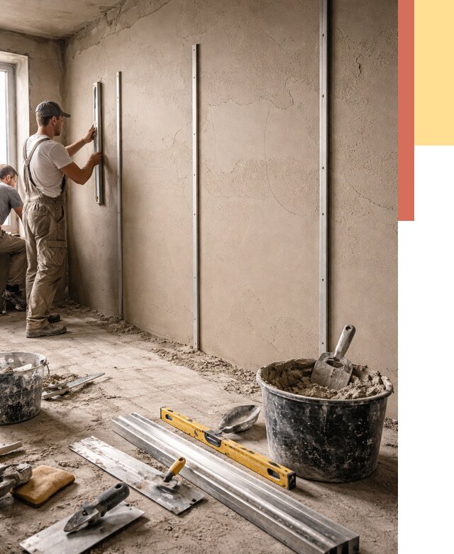 Штукатурка стен по маякам в Кирове от 5591 руб./м² — выравнивание под ключ | ОТДЕЛОЧНИК-Кро