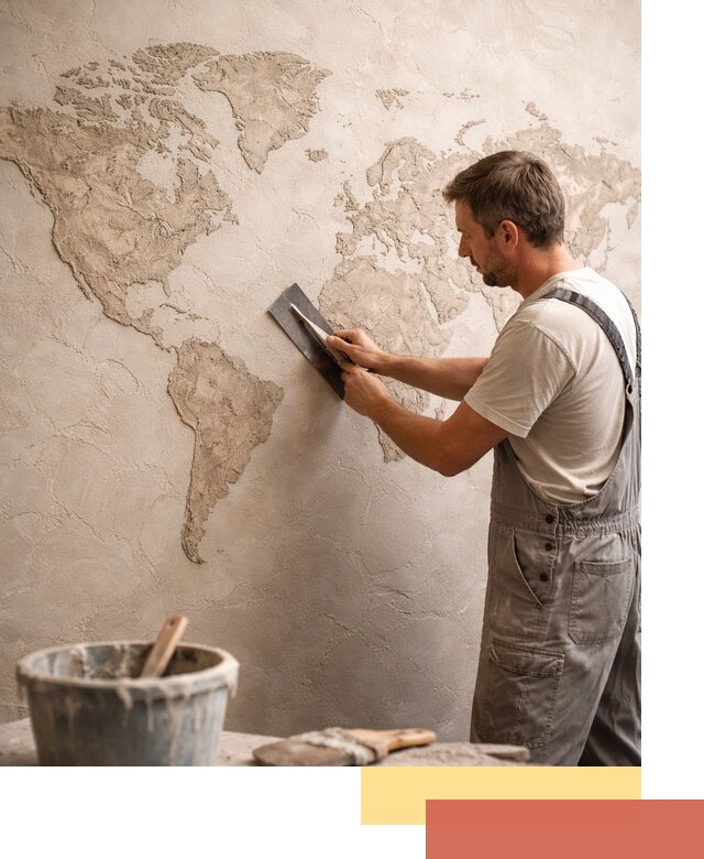 Декоративная штукатурка «Карта мира» под ключ в Кирове