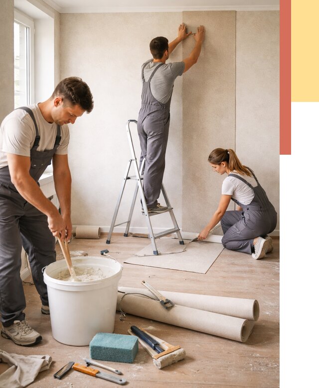 Оклейка стен обоями в Кирове от 3558 руб/м2 — быстро и недорого | ОТДЕЛОЧНИК-Кро