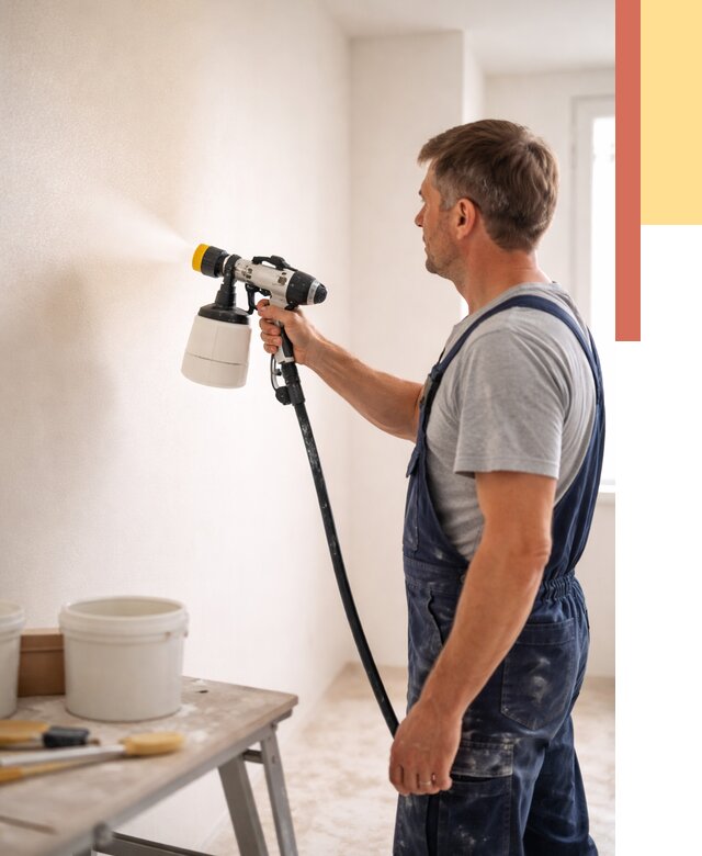 Покраска стен краскопультом в Кирове от 7624 руб. — механизированная покраска | ОТДЕЛОЧНИК-Кро