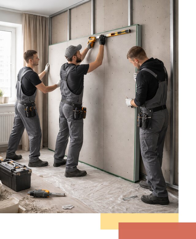 Шумоизоляция стен панелями ЗИПС в Кирове для жилых и коммерческих помещений