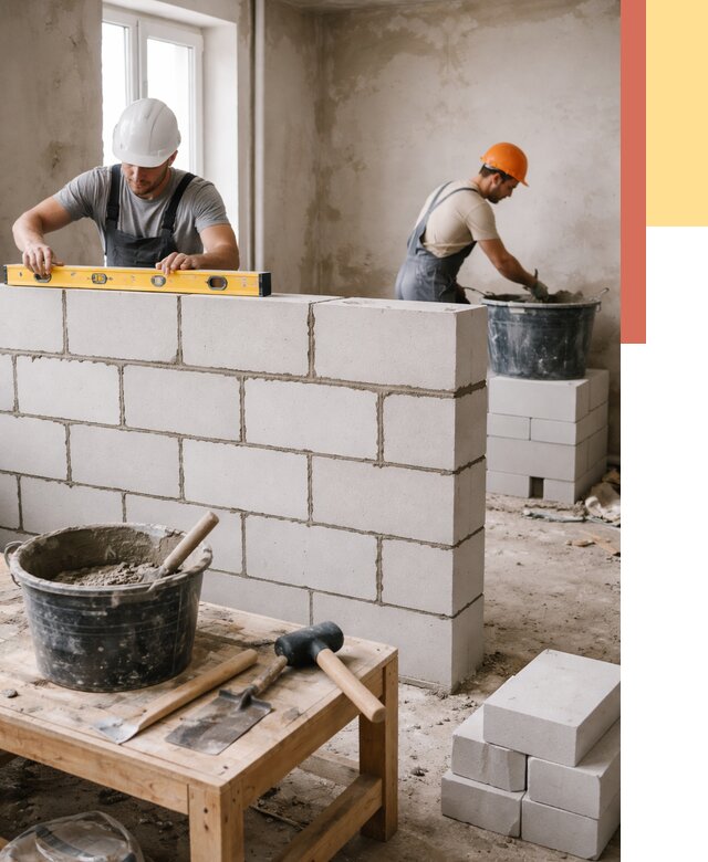 Кладка перегородок из газобетона в Кирове от 3253 руб. под ключ | ОТДЕЛОЧНИК-Кро