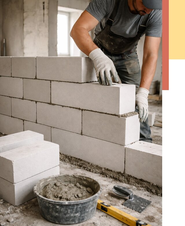 Кладка перегородок из силикатного блока в Кирове от 4066 руб. под ключ | ОТДЕЛОЧНИК-Кро