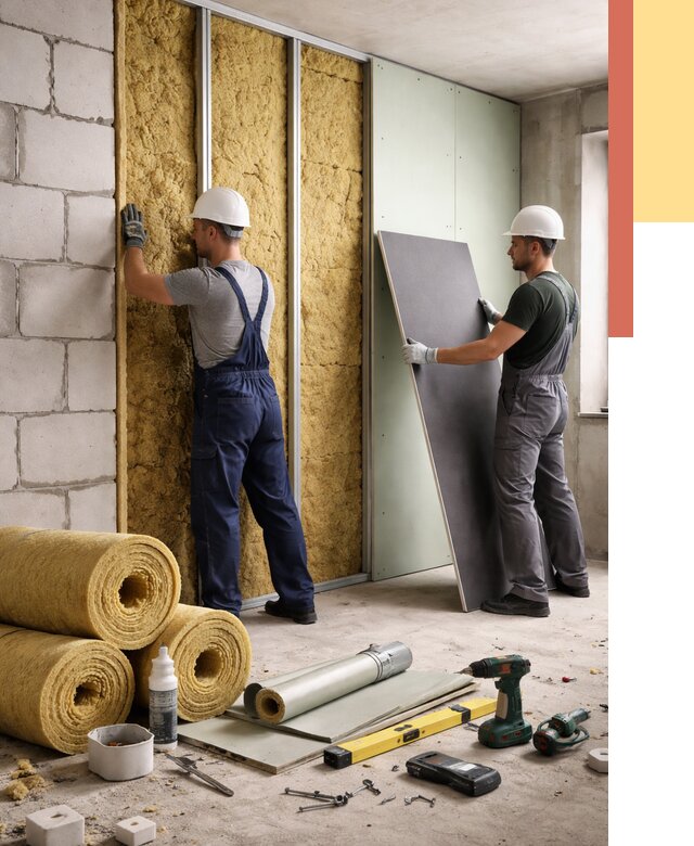 Шумоизоляция перегородок из блоков в Кирове от 1881 руб./м² — быстро и недорого | ОТДЕЛОЧНИК-Кро