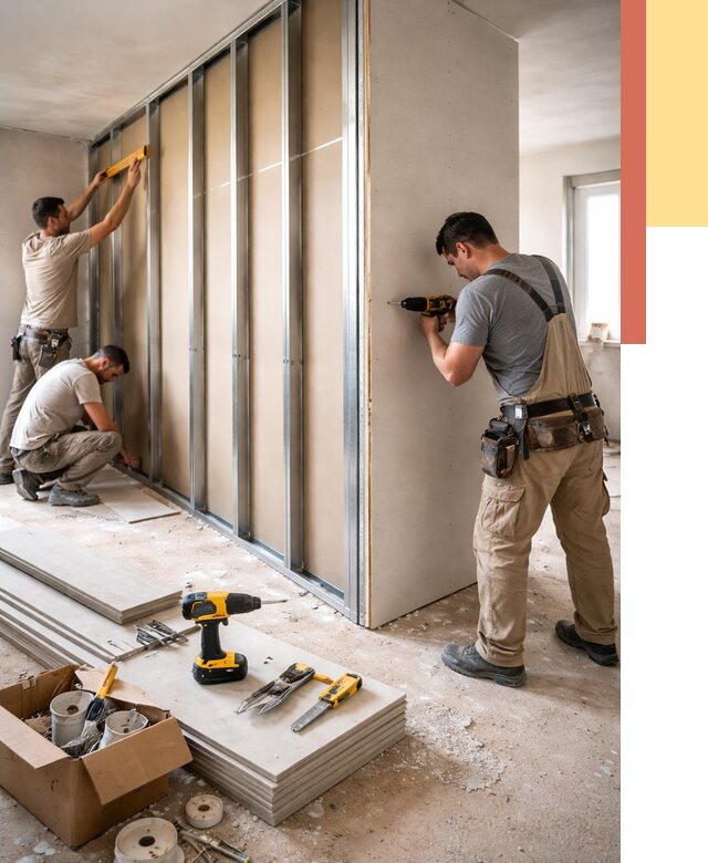 Монтаж однослойной перегородки из гипсокартона в Кирове от 661 руб. | ОТДЕЛОЧНИК-Кро