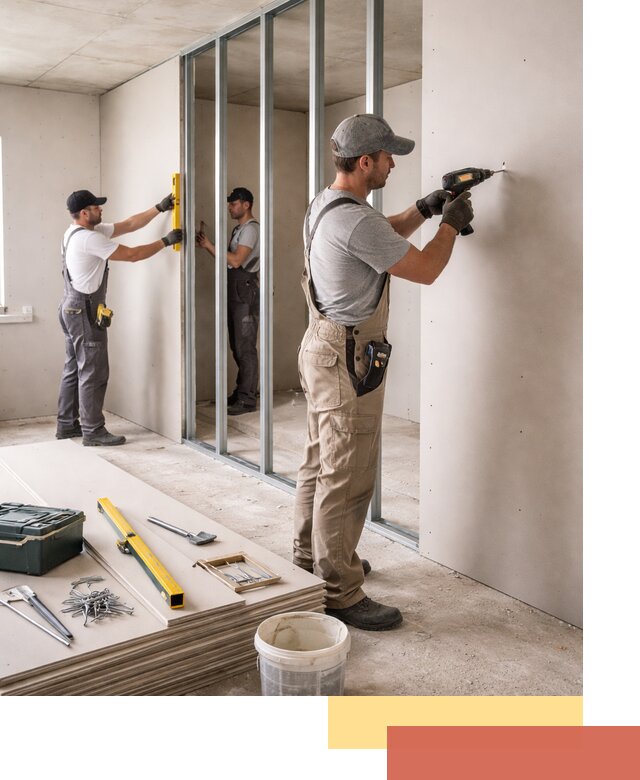 Однослойная перегородка из гипсокартона в Кирове под ключ, монтаж и отделка