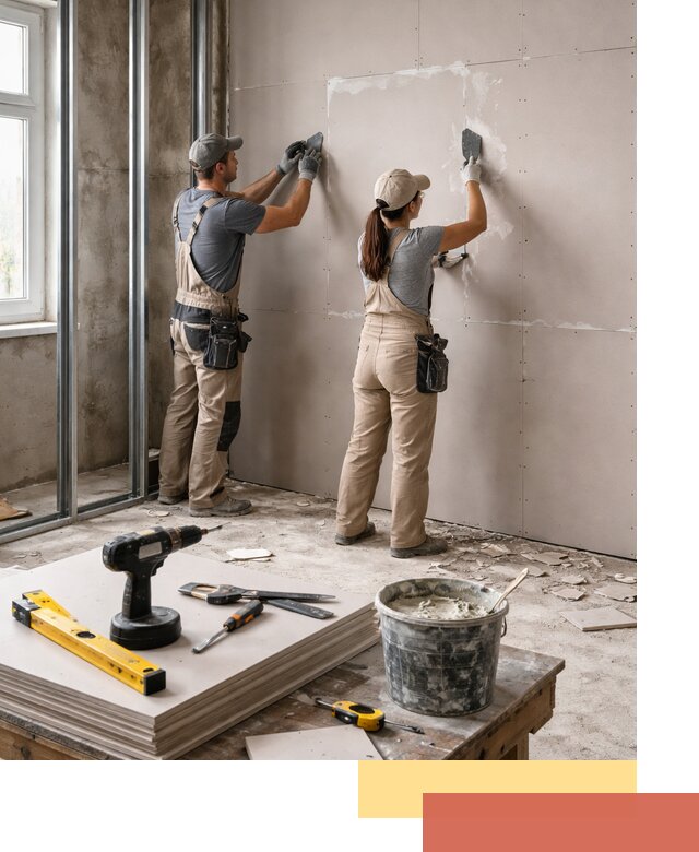 Монтаж двухслойной перегородки из гипсокартона в Кирове