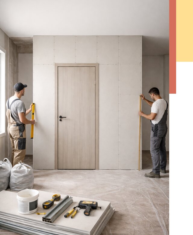 Перегородка из гипсокартона с дверью в Кирове от 4574 руб. под ключ | ОТДЕЛОЧНИК-Кро