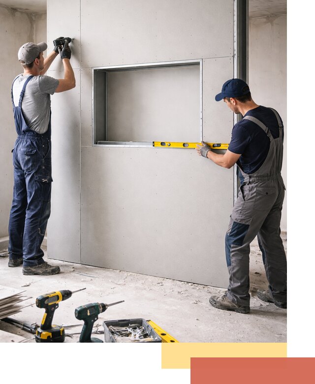 Перегородка из гипсокартона с нишей под декор в Кирове