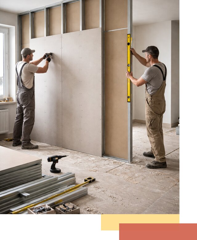 Зонирующая перегородка из гипсокартона под ключ в Кирове