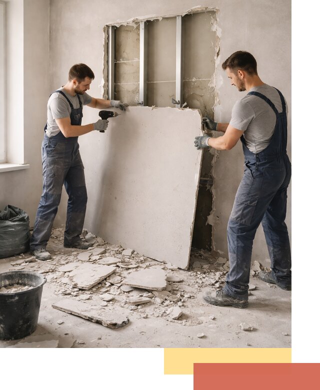 Демонтаж перегородки из гипсокартона в Кирове быстрый и аккуратный