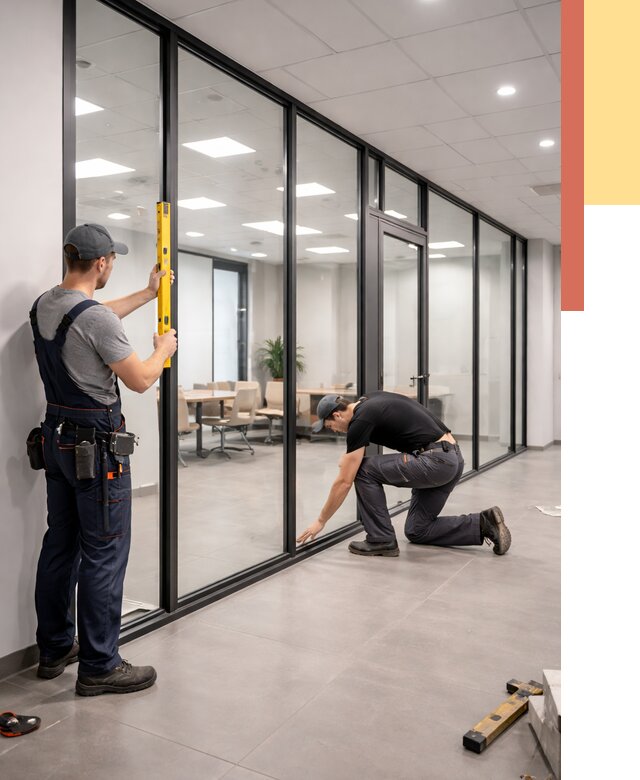 Каркасные стеклянные перегородки в Кирове под ключ от 9352 руб. | ОТДЕЛОЧНИК-Кро