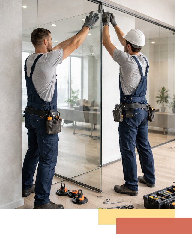 Безрамные стеклянные перегородки под ключ в Кирове