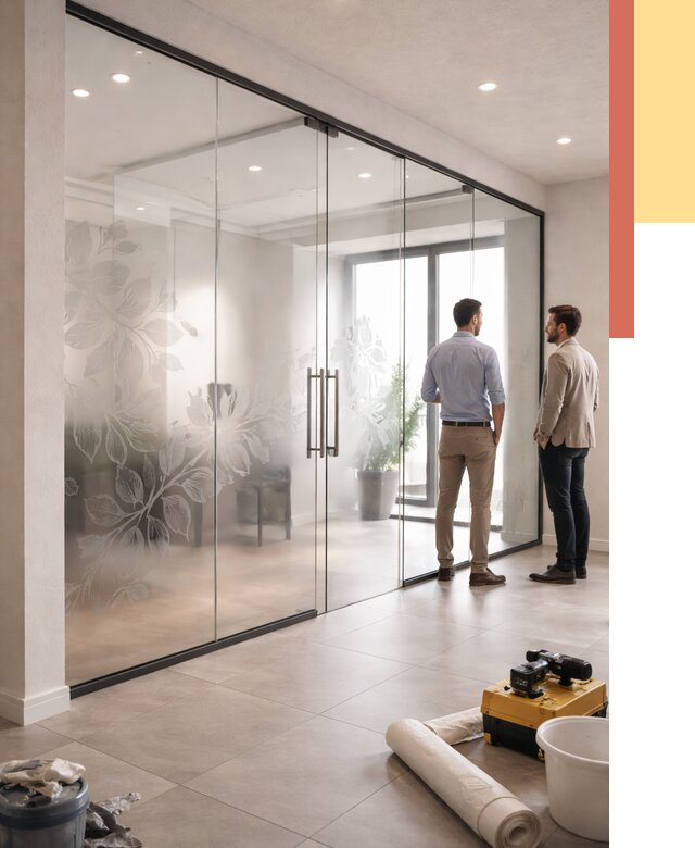 Стеклянные перегородки с рисунком в Кирове от 12706 руб. монтаж и нанесение | ОТДЕЛОЧНИК-Кро