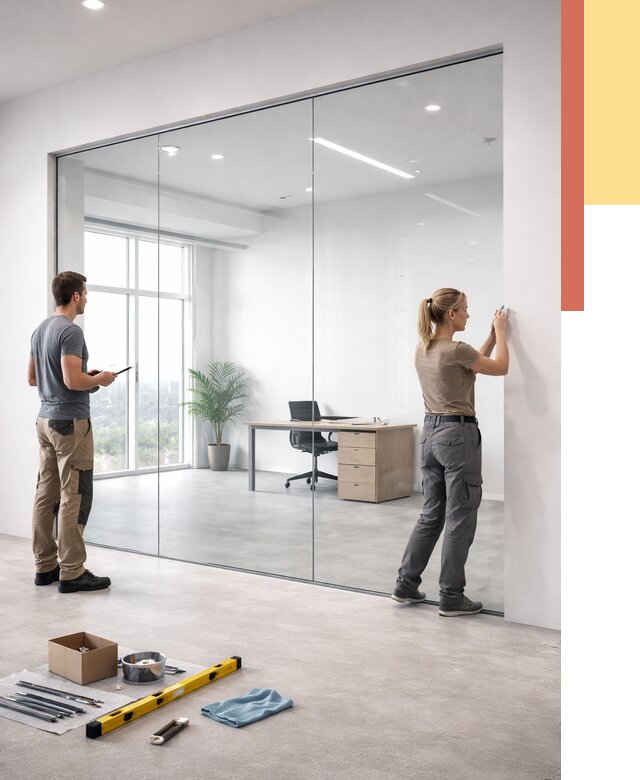 Перегородки из закаленного стекла в Кирове от 9657 руб. под ключ | ОТДЕЛОЧНИК-Кро