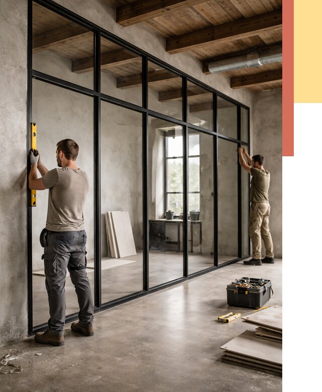 Стеклянные перегородки лофт в Кирове от 10673 руб. под ключ | ОТДЕЛОЧНИК-Кро