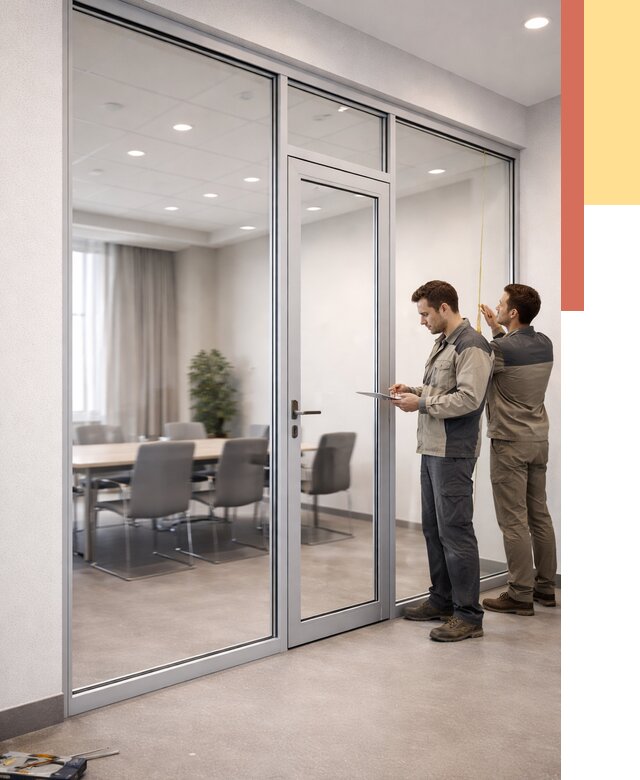 Установка и монтаж алюминиевых перегородок со стеклом в Кирове от 8335 руб. | ОТДЕЛОЧНИК-Кро