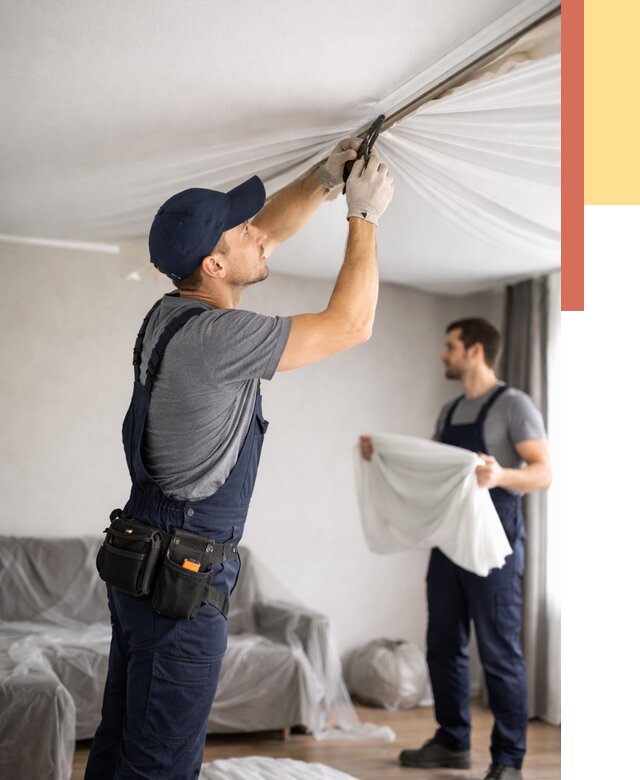 Демонтаж натяжного потолка в Кирове от 4574 руб. — снятие и разбор под ключ | ОТДЕЛОЧНИК-Кро