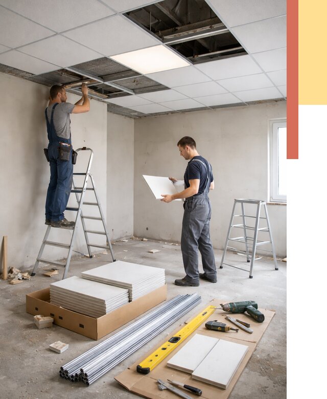 Монтаж потолка армстронг в Кирове от 4574 руб/м2 — быстрая установка под ключ | ОТДЕЛОЧНИК-Кро