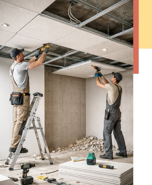 Монтаж акустического потолка в Кирове от 6607 руб/м2 — быстро и недорого | ОТДЕЛОЧНИК-Кро