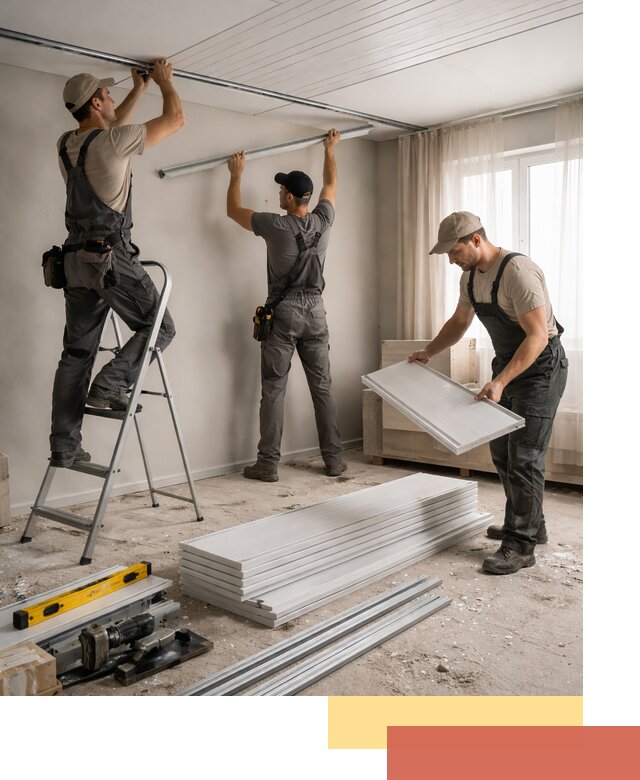 Монтаж потолка из ПВХ панелей в Кирове оперативно и качественно