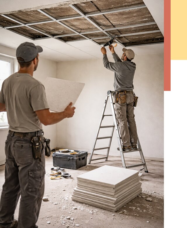 Замена плит подвесного потолка в Кирове от 1779 руб. быстро и недорого | ОТДЕЛОЧНИК-Кро