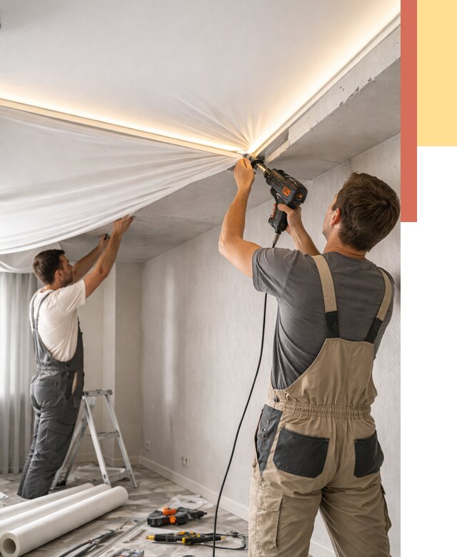 Монтаж натяжного потолка с подсветкой в Кирове от 966 руб. | ОТДЕЛОЧНИК-Кро