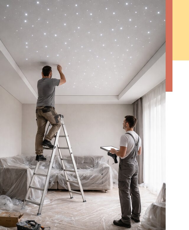 Монтаж натяжного потолка «звездное небо» в Кирове от 6607 руб. | ОТДЕЛОЧНИК-Кро