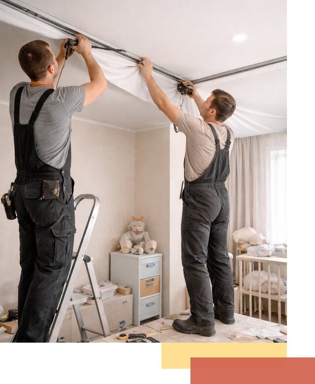 Монтаж натяжного потолка в детской комнате в Кирове