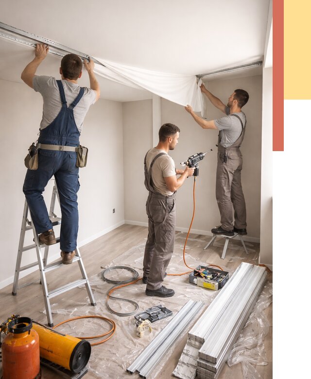 Монтаж натяжного потолка в студии в Кирове от 5591 руб. — быстро и недорого | ОТДЕЛОЧНИК-Кро