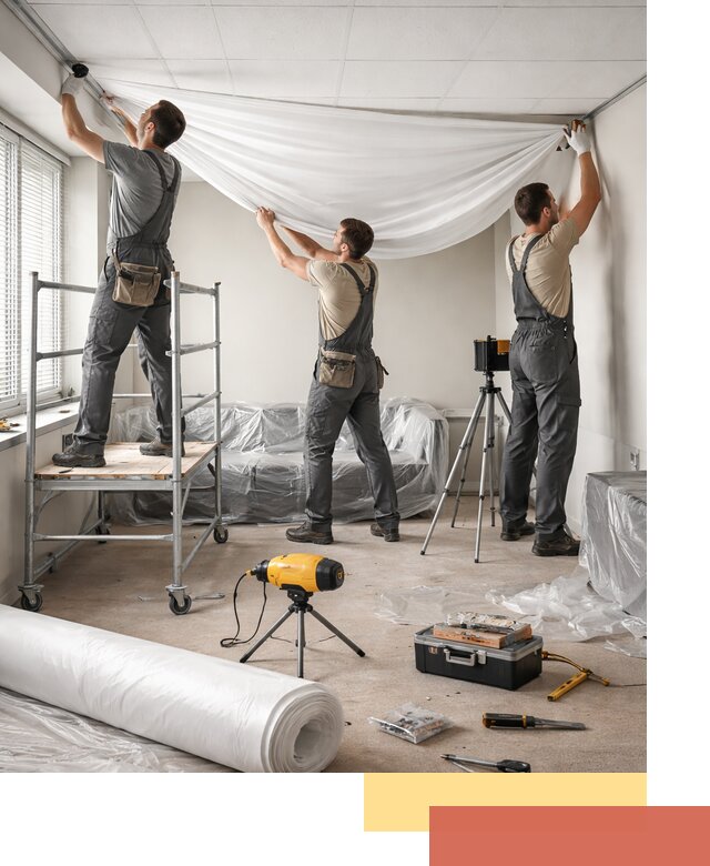 Монтаж натяжного потолка в офисе в Кирове