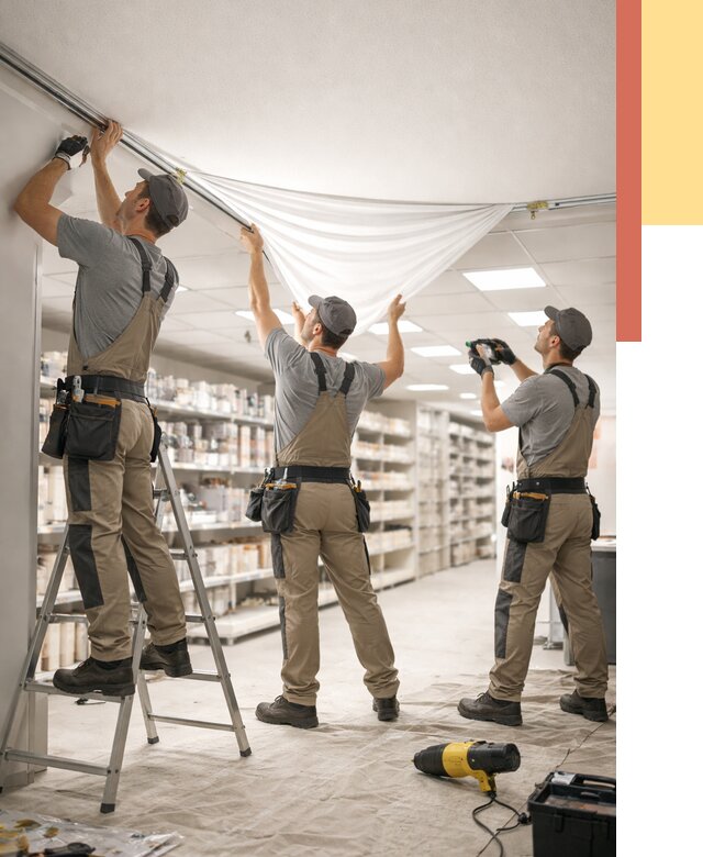 Монтаж натяжного потолка в магазине в Кирове от 4574 руб. быстро и недорого | ОТДЕЛОЧНИК-Кро