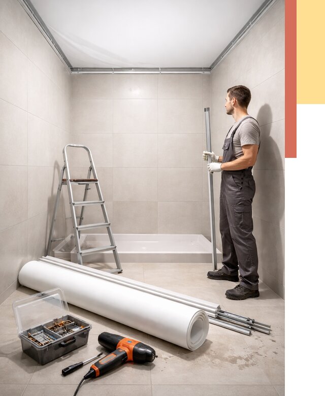 Монтаж натяжного потолка в санузле в Кирове от 1881 руб. — ОТДЕЛОЧНИК-Кро