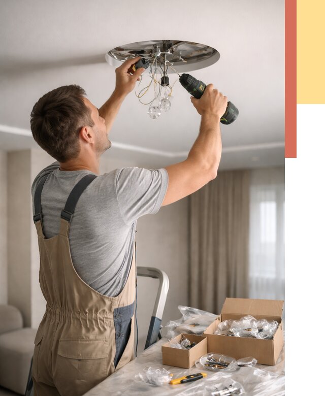 Установка люстры в натяжной потолок в Кирове от 1220 руб. | Быстро и недорого — ОТДЕЛОЧНИК-Кро