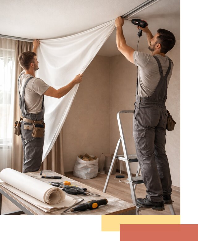 Замена полотна натяжного потолка в Кирове быстро и качественно