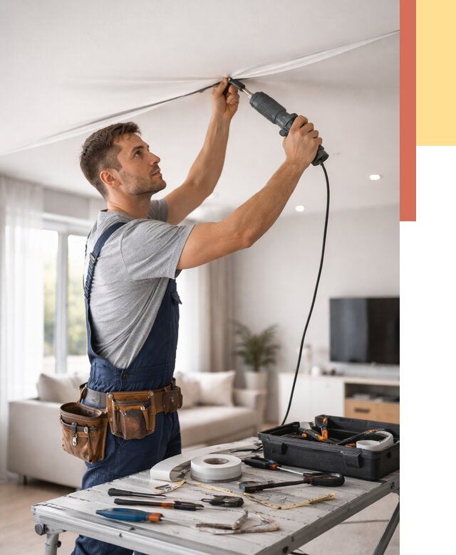 Ремонт натяжных потолков в Кирове от 9657 руб. под ключ — ОТДЕЛОЧНИК-Кро