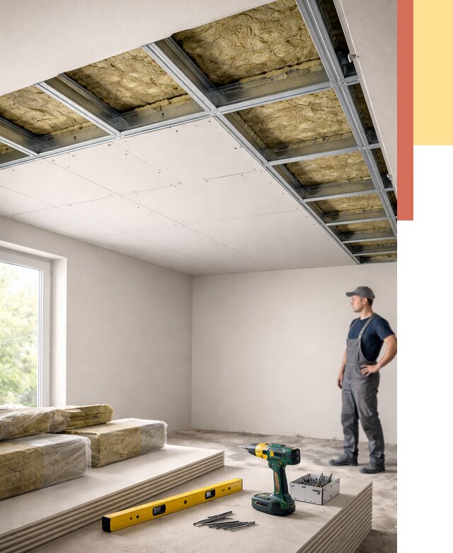 Звукоизоляция потолка ГКЛ в Кирове от 966 руб. — монтаж под ключ | ОТДЕЛОЧНИК-Кро