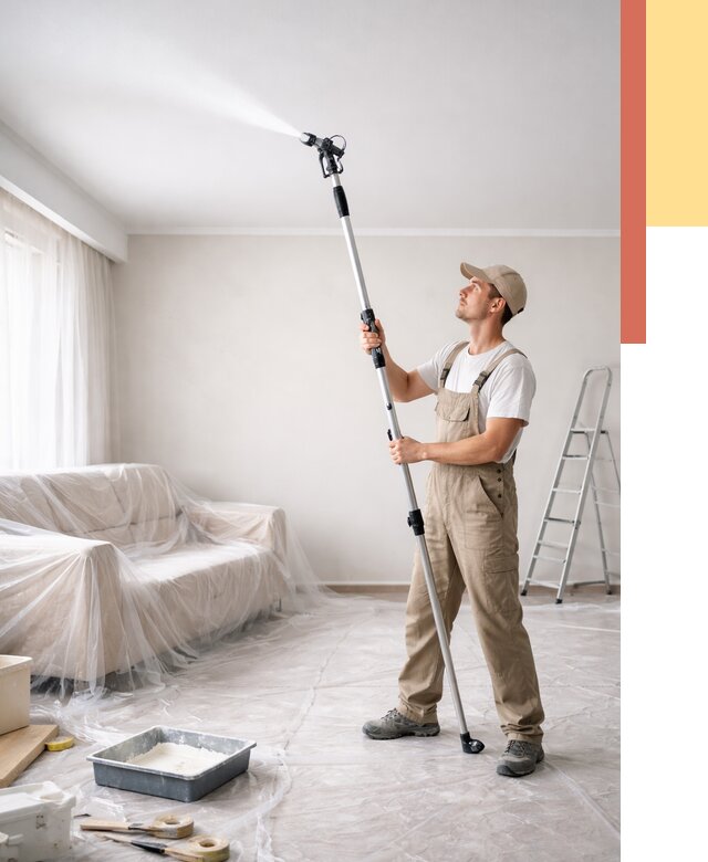 Покраска потолка краскопультом в Кирове от 4574 руб. быстро и недорого | ОТДЕЛОЧНИК-Кро